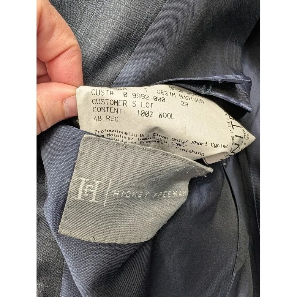 Hickey Freeman Gray Windowpane Sport Wool‎ coat 48 R and pants